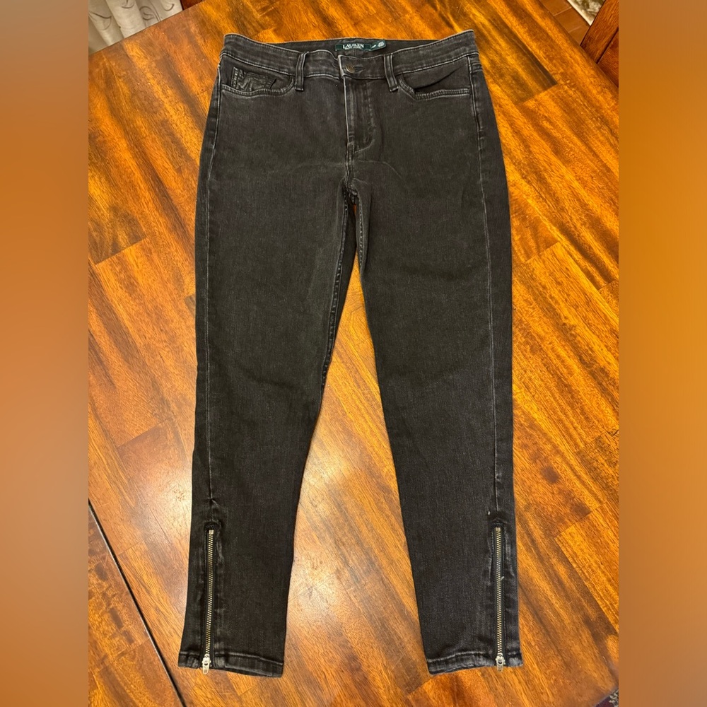 Ralph Lauren black jeans 10P petite average skinny jeans zipper